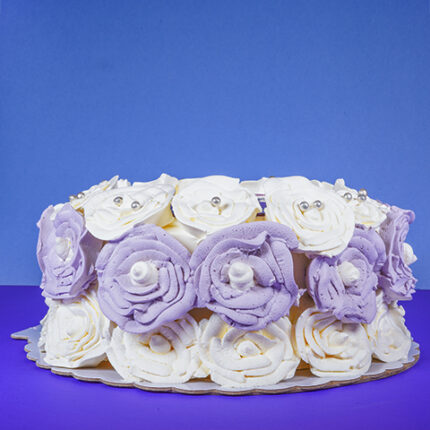 Vanilla Dream: Creamy Vanilla Birthday Cake with Lavender Cream Fl0wers